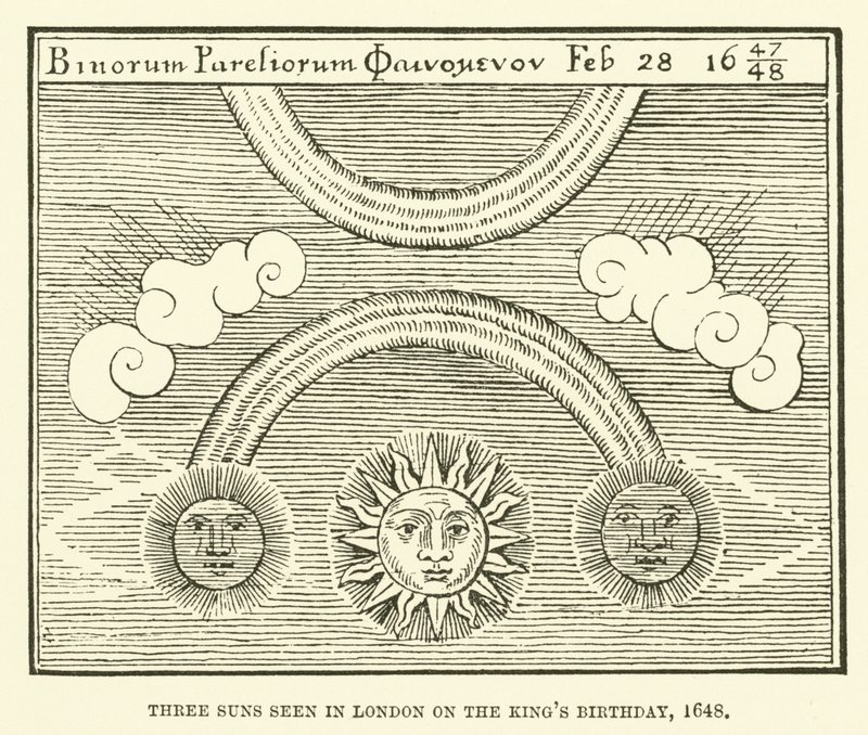Tre soli visti a Londra nel compleanno del re, 1648 da English School