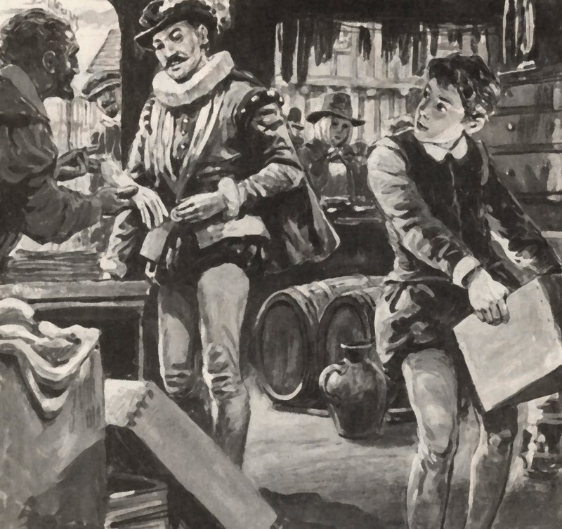 William Shakespeare da bambino, aiuta suo padre nel negozio da English School