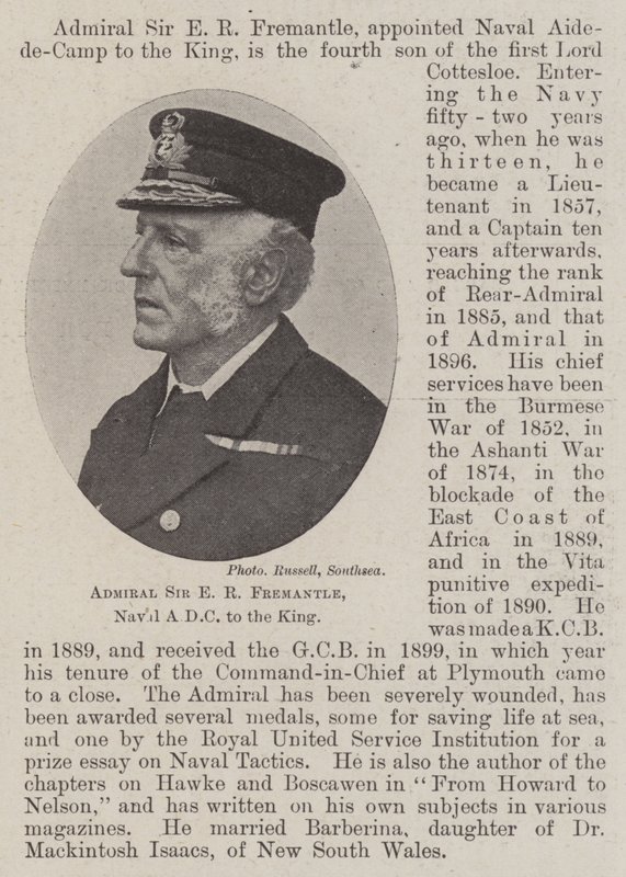 Ammiraglio Sir E R Fremantle, ADC navale del Re da English Photographer
