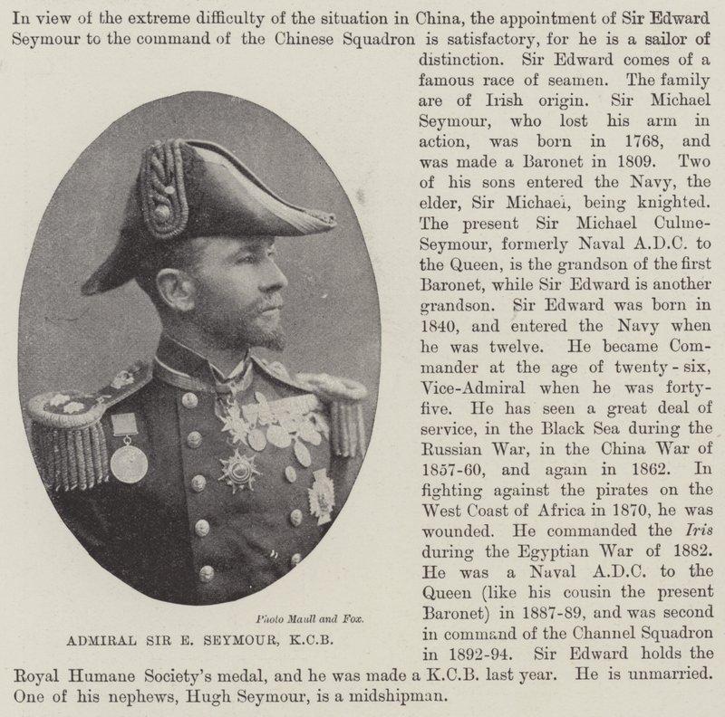 Ammiraglio Sir E Seymour, KCB da English Photographer