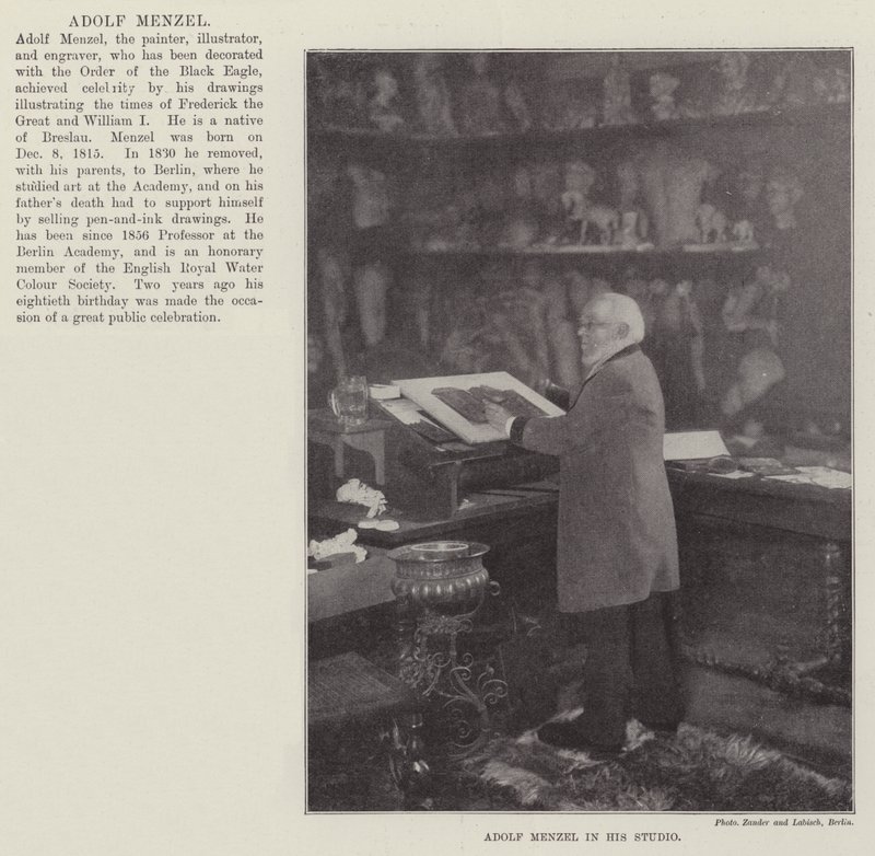 Adolf Menzel nel suo Studio da English Photographer