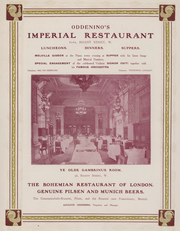 Pubblicità per il Ristorante Imperiale di Oddenino, Regent Street, Londra da English Photographer