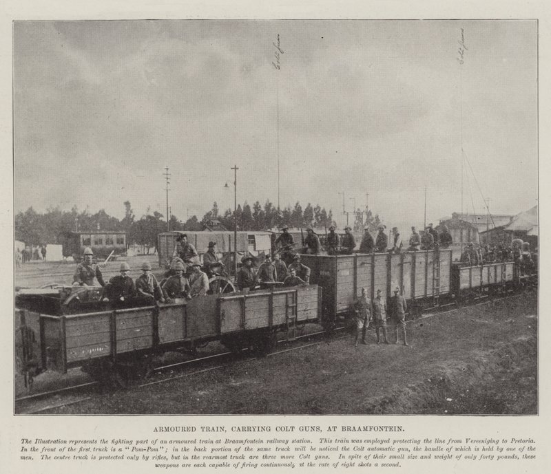 Treno blindato, che trasporta mitragliatrici Colt, a Braamfontein da English Photographer