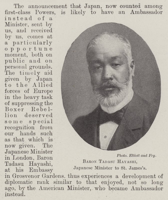 Barone Tadasu Hayashi, Ministro giapponese a St James da English Photographer