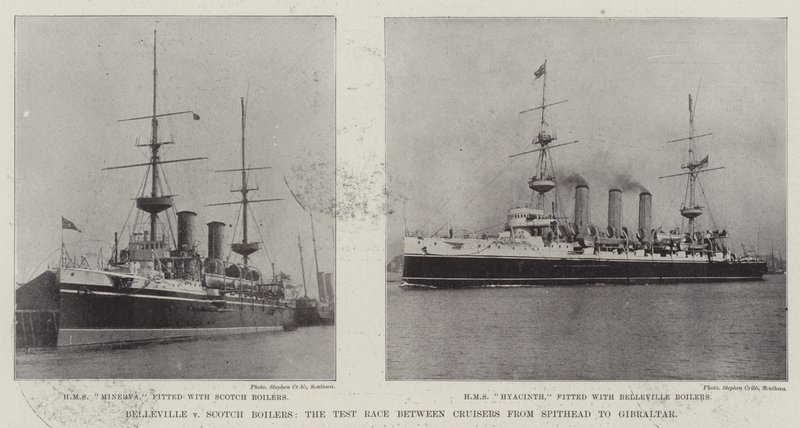 Belleville contro caldaie scozzesi, la gara di prova tra incrociatori da Spithead a Gibilterra da English Photographer