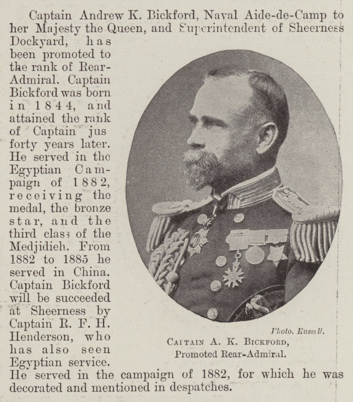 Capitano A K Bickford, promosso contrammiraglio da English Photographer