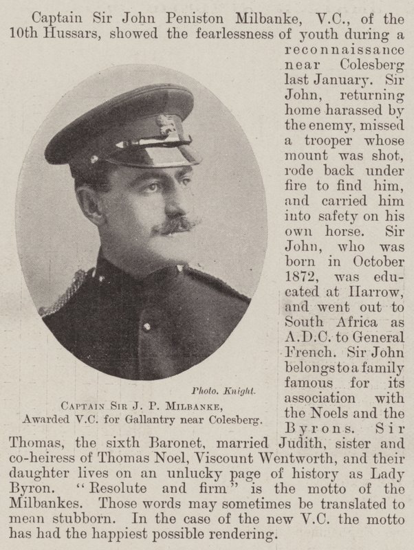 Capitano Sir J P Milbanke, premiato con la VC per il coraggio vicino a Colesberg da English Photographer