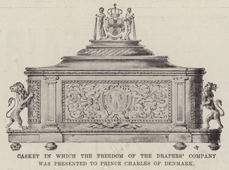 Scrigno in cui la Libertà della Drapers Company è stata presentata al Principe Carlo di Danimarca da English Photographer