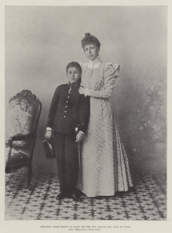 Cristina, regina reggente di Spagna, e suo figlio, Alfonso XIII, re di Spagna da English Photographer