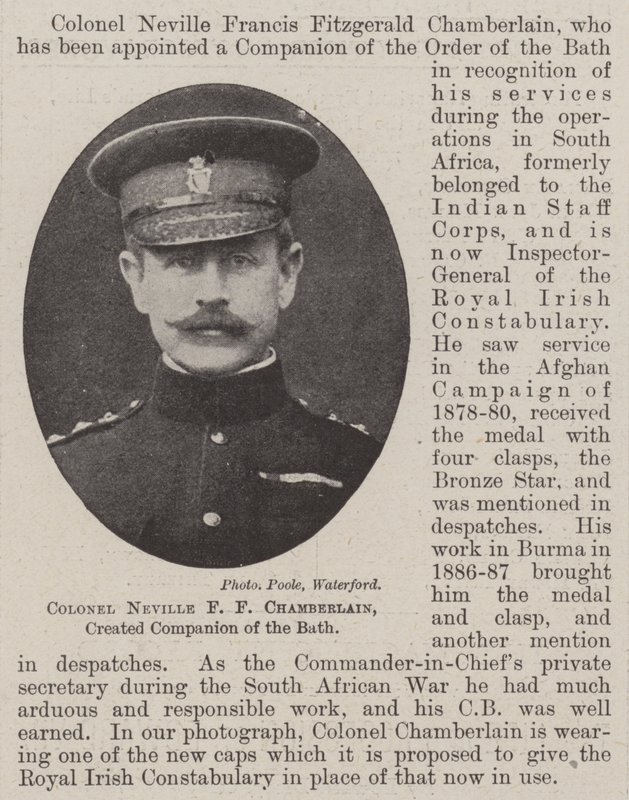 Colonnello Neville F F Chamberlain, nominato Compagno del Bagno da English Photographer