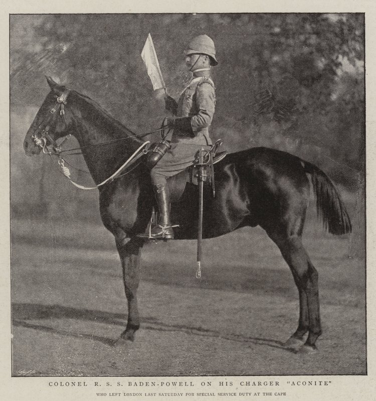 Il colonnello R S S Baden-Powell sul suo cavallo Aconite da English Photographer