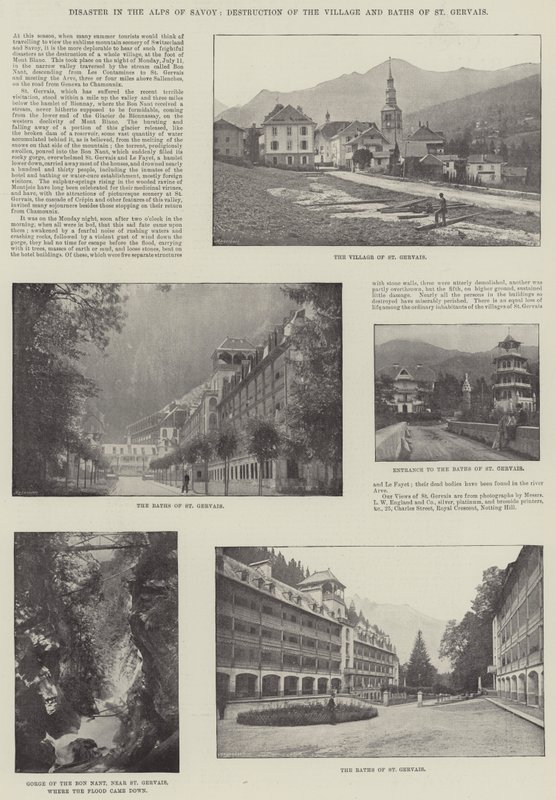 Disastro nelle Alpi della Savoia, distruzione del villaggio e delle terme di St Gervais da English Photographer