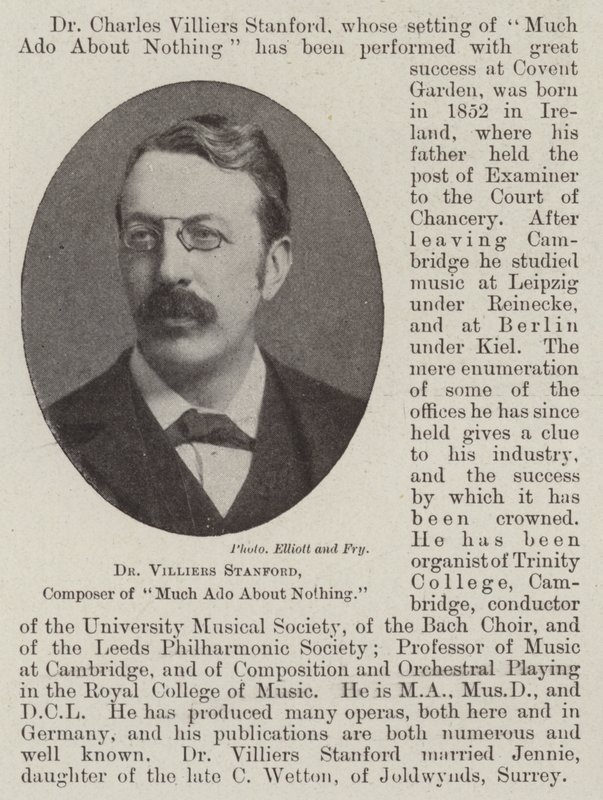 Dr Villiers Stanford, compositore di Molto rumore per nulla da English Photographer