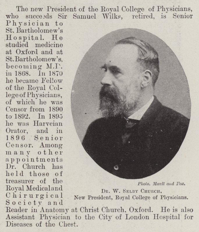 Dottor W Selby Church, nuovo presidente, Royal College of Physicians da English Photographer