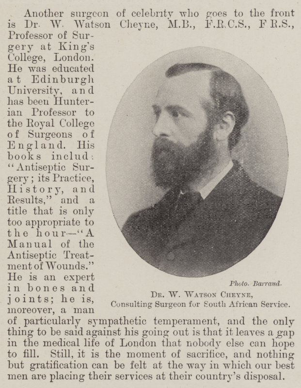 Dr W Watson Cheyne, chirurgo consulente per il servizio sudafricano da English Photographer
