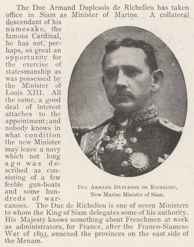 Duca Armand Duplessis de Richelieu, nuovo Ministro della Marina del Siam da English Photographer