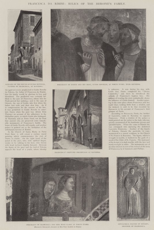 Francesca da Rimini, reliquie della famiglia dell