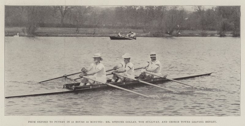 Da Oxford a Putney in 13 ore e 59 minuti, Mr Spencer Gollan, Tom Sullivan e George Towns partono da Henley da English Photographer