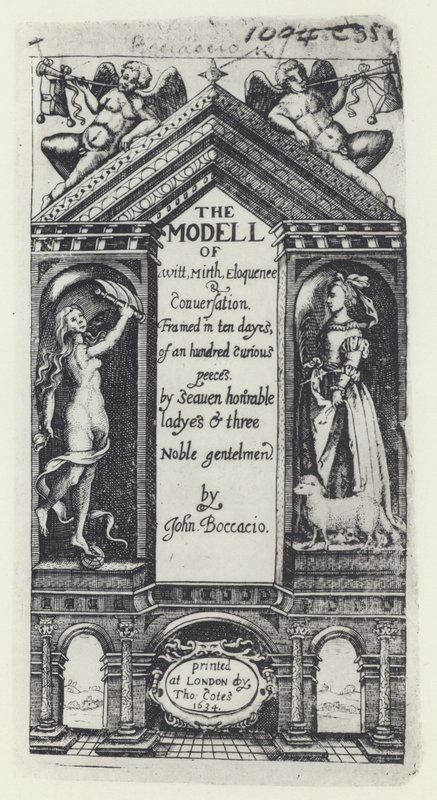 G Boccaccio, Il modello di ingegno, Decameron, T Cotes per B Allen e W Hope 1634 (foto b/n) da English Photographer