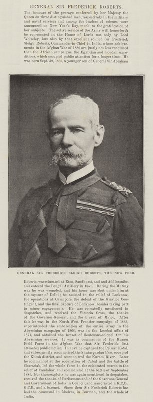 Generale Sir Frederick Sleigh Roberts, il nuovo pari da English Photographer