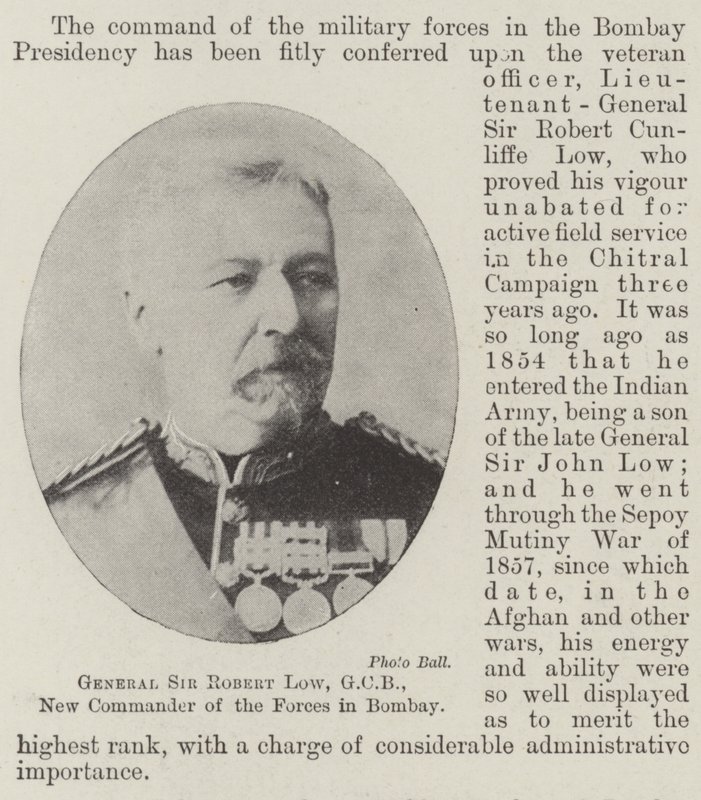 Il Generale Sir Robert Low, GCB, Nuovo Comandante delle Forze a Bombay da English Photographer