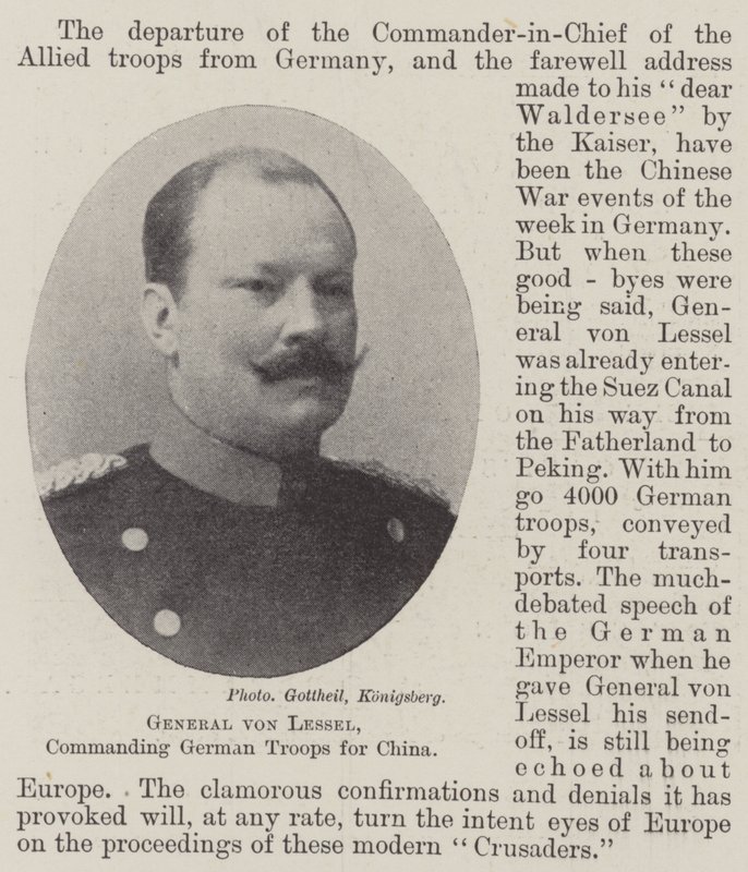 Generale von Lessel, comandante delle truppe tedesche per la Cina da English Photographer
