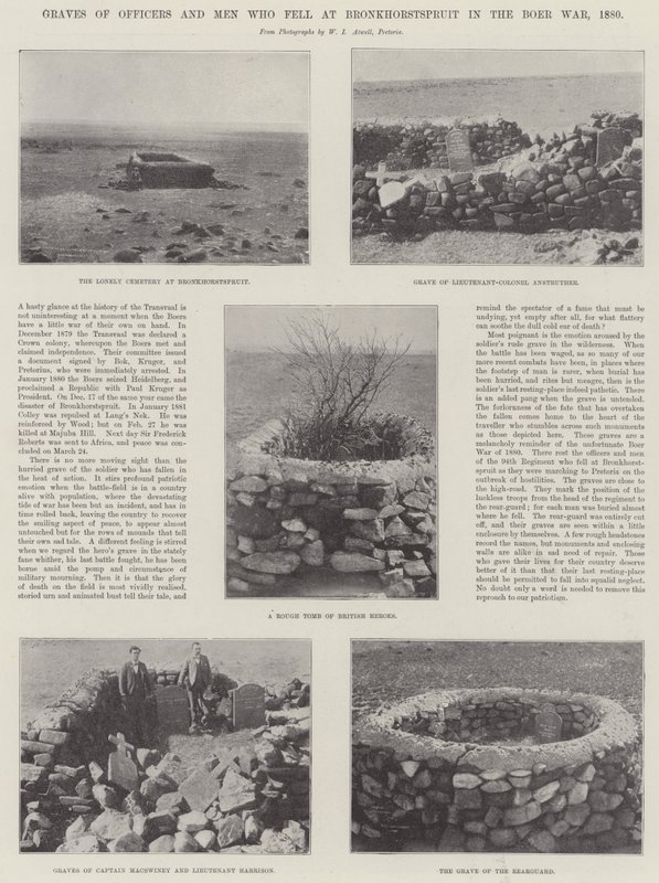 Tombe di ufficiali e uomini caduti a Bronkhorstspruit nella guerra boera, 1880 da English Photographer