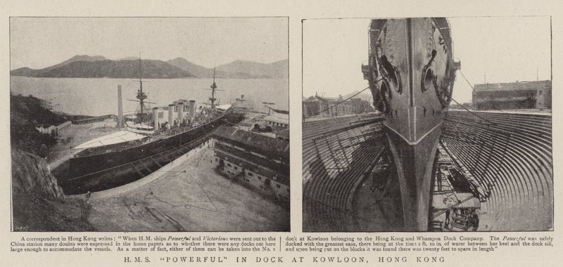 HMS Powerful in bacino a Kowloon, Hong Kong da English Photographer