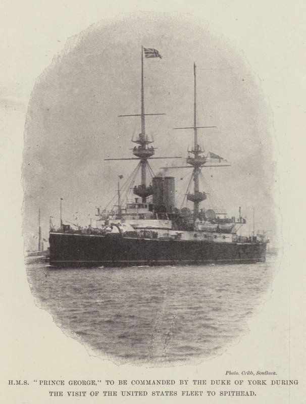 HMS Prince George, da essere comandata dal Duca di York durante la Visita della Flotta degli Stati Uniti a Spithead da English Photographer