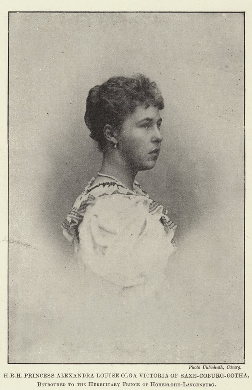 SAR Principessa Alexandra Louise Olga Victoria di Sassonia-Coburgo-Gotha, Promessa al Principe Ereditario di Hohenlohe-Langenburg da English Photographer