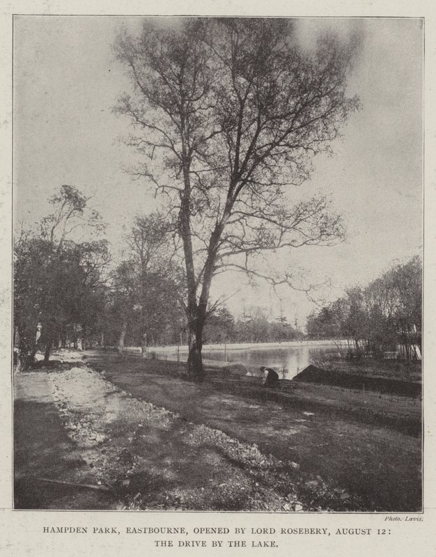 Hampden Park, Eastbourne, inaugurato da Lord Rosebery, 12 agosto, il giro in carrozza lungo il lago da English Photographer