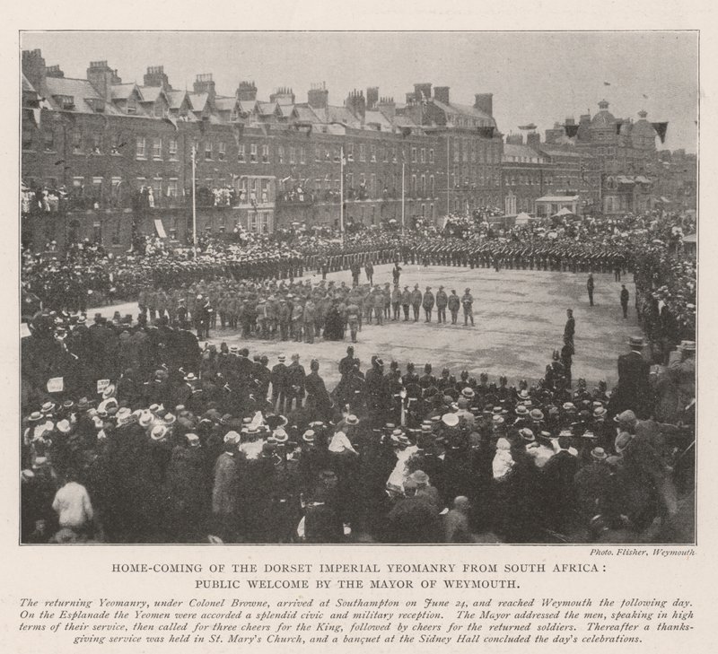 Ritorno a casa della Dorset Imperial Yeomanry dal Sudafrica, accoglienza pubblica del sindaco di Weymouth da English Photographer