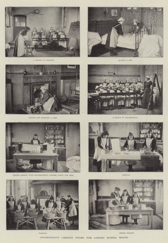 Lezioni di economia domestica sotto il London School Board da English Photographer
