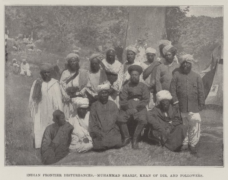 Disordini alla frontiera indiana, Muhammad Sharif, Khan di Dir, e seguaci da English Photographer