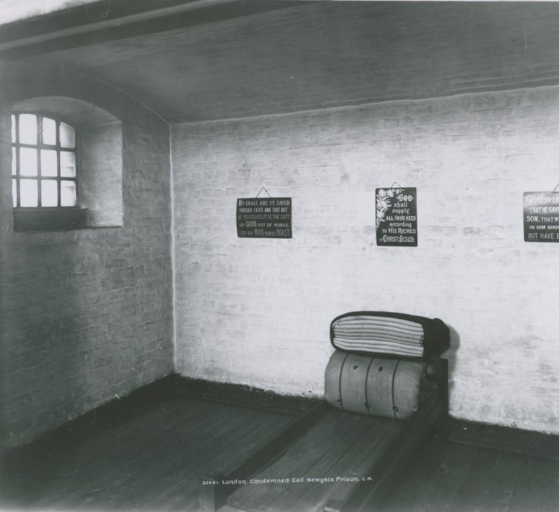 Vista interna di una cella dei condannati nella prigione di Newgate da English Photographer