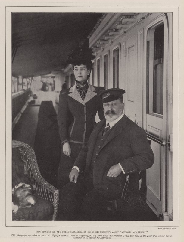 Re Edoardo VII e la regina Alessandra a bordo dello yacht di Sua Maestà Victoria e Albert da English Photographer