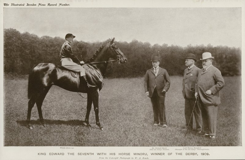 Re Edoardo VII con il suo cavallo, Minoru, vincitore del Derby da English Photographer