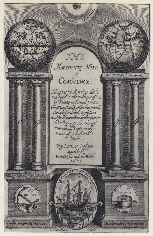L Roberts, La mappa del commercio dei mercanti, R Mabb 1638 (foto b/n) da English Photographer