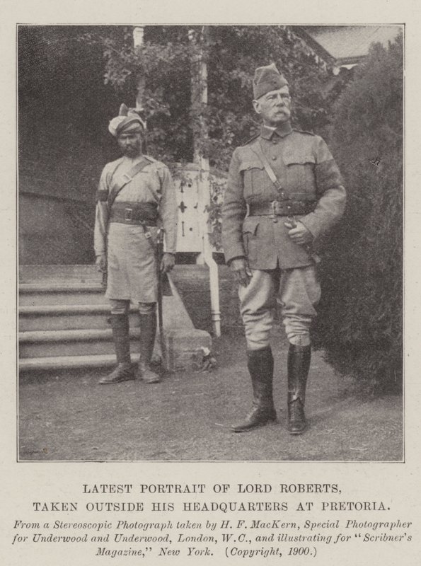 Ultimo ritratto di Lord Roberts, scattato fuori dal suo quartier generale a Pretoria da English Photographer