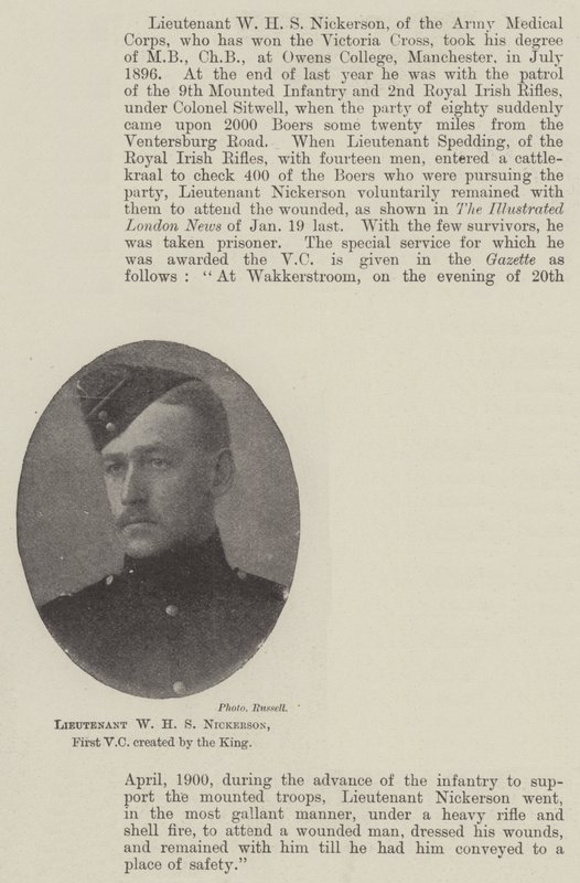 Tenente W H S Nickerson, primo VC creato dal Re da English Photographer