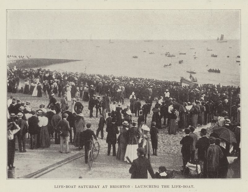 Life-Boat Saturday a Brighton, il lancio della scialuppa di salvataggio da English Photographer