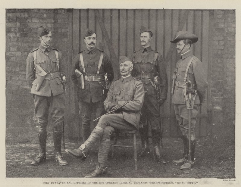 Lord Dunraven e ufficiali della 67ª compagnia degli Imperial Yeomanry (tiratori scelti), in partenza per il sud da English Photographer