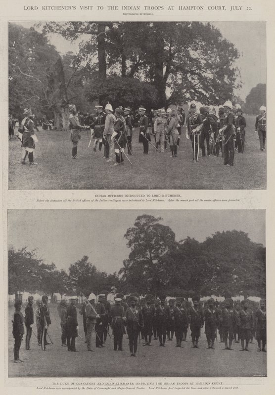 La visita di Lord Kitchener alle truppe indiane a Hampton Court, 22 luglio da English Photographer