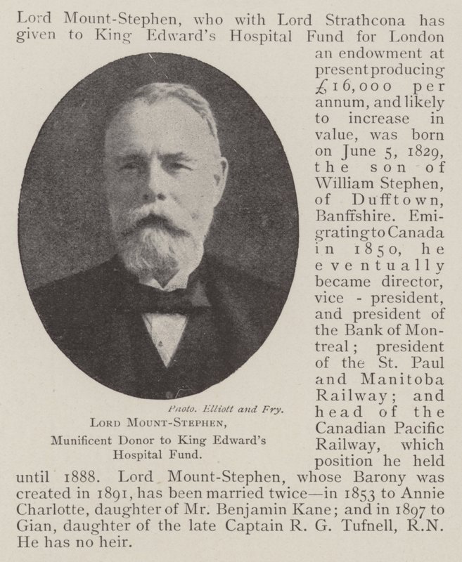 Lord Mount-Stephen, munifico donatore al King Edward