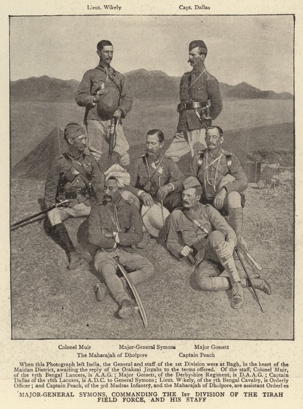 Il Maggior Generale Symons, comandante della 1ª Divisione della Forza di Campo di Tirah, e il suo staff da English Photographer