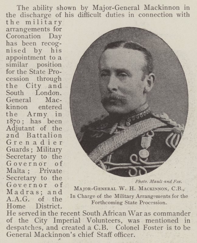 Il maggiore generale W H Mackinnon, CB, responsabile degli arrangiamenti militari per la prossima processione ufficiale da English Photographer