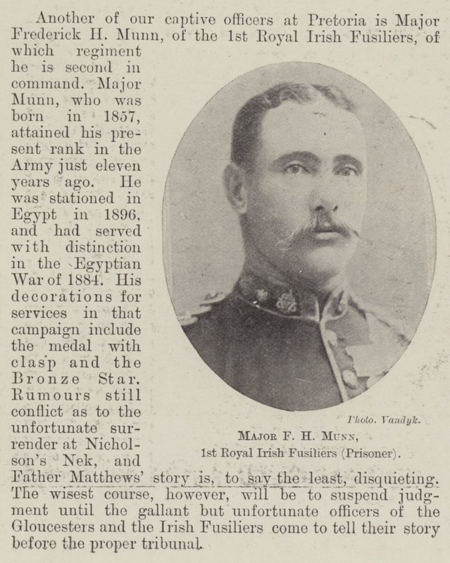 Maggiore F H Munn, 1° Royal Irish Fusiliers (prigioniero) da English Photographer