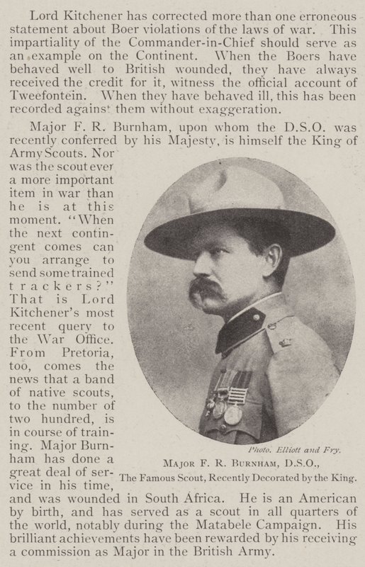 Il maggiore F R Burnham, DSO, il famoso scout, recentemente decorato dal re da English Photographer