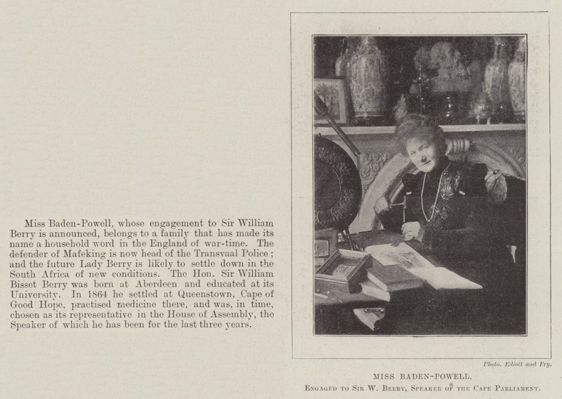 Miss Baden-Powell, fidanzata con Sir W Berry, presidente del parlamento del Capo da English Photographer