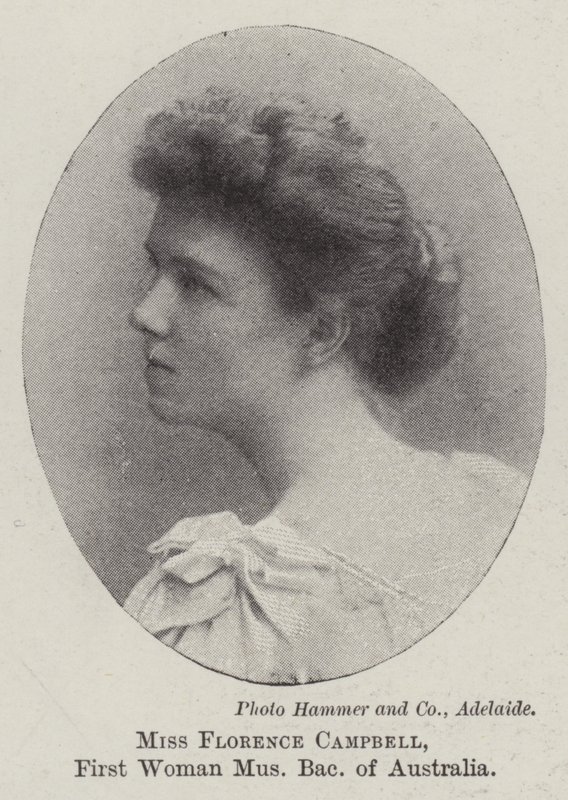 La signorina Florence Campbell, prima donna laureata in musica in Australia da English Photographer